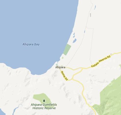 satellite map image of Ahipara, New Zealand shows road/location map