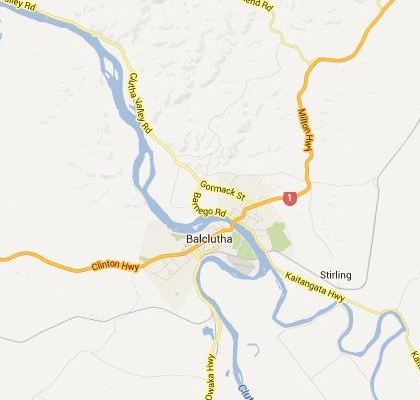 satellite map image of Balclutha, New Zealand shows road/location map
