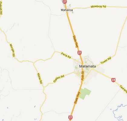 satellite map image of Matamata, New Zealand shows road/location map