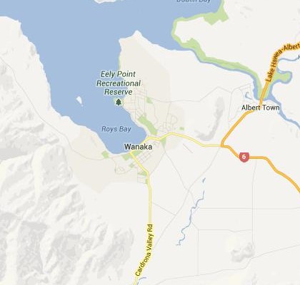 satellite map image of Wanaka, New Zealand shows road/location map