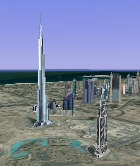 google earth image of burj dubai tower